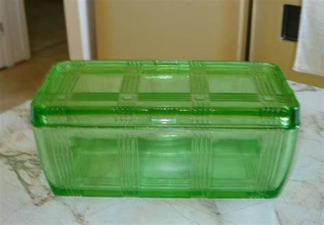Vintage Hazel Atlas Green Depression Glass Criss Cross Refrigerator