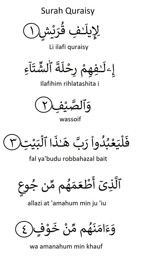 Surah Quraisy Panduan Rumi And Terjemahan Aku Muslim
