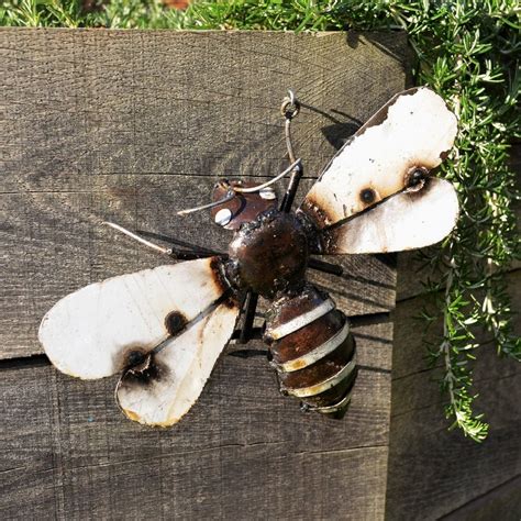 Metal Bee Garden Ornament Sculpture Art Wall Art Recycled Etsy