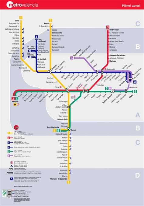 Large Detailed Metro Map Of Valencia Valencia Large Detailed Metro Map