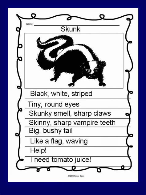 Do not follow regular rhyme scheme rules and still provide artistic. Teacher Ink: Communal Class Poem on a Skunk