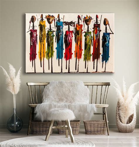 Masai Canvas Printabstract African Wall Artcolorful African Etsy