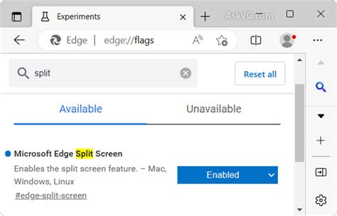 Microsoft Edge Split Tabs