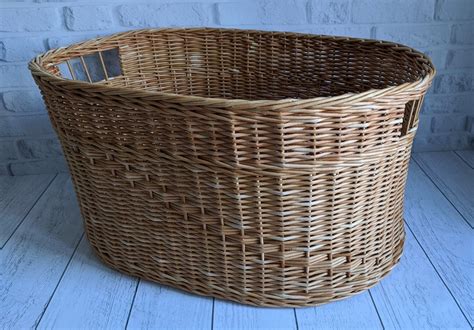 Large Wicker Laundry Basket Large Laundry Basket Oval Basket Etsy