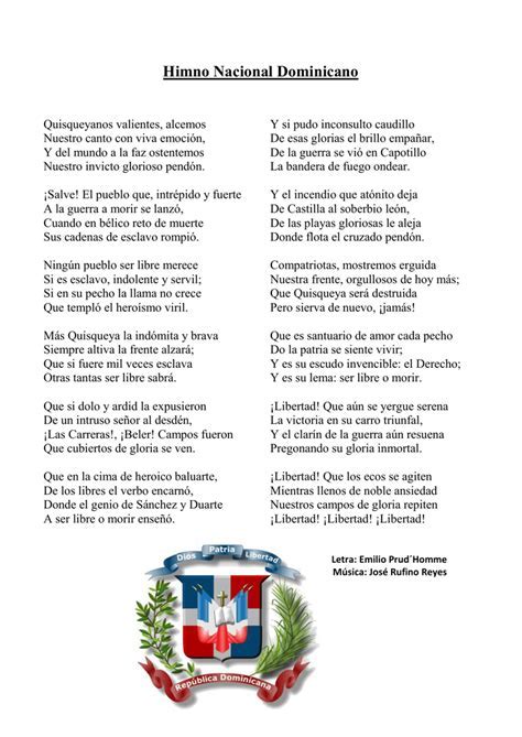 Letra Himno Nacional Espanol Seo Positivo