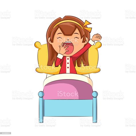 Girl Yawning In Bed Stock Illustration Download Image Now Girls