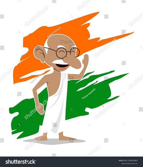 Vector Illustration Mahatma Gandhi Cartoon Cute Stock Vector Royalty