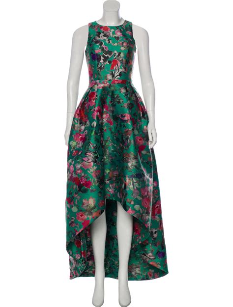 Green And Multicolor Monique Lhuillier A Line Gown With Floral Print