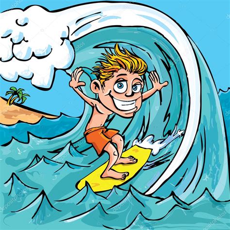 Cartoon Boy Surfing Stock Vector Antonbrand
