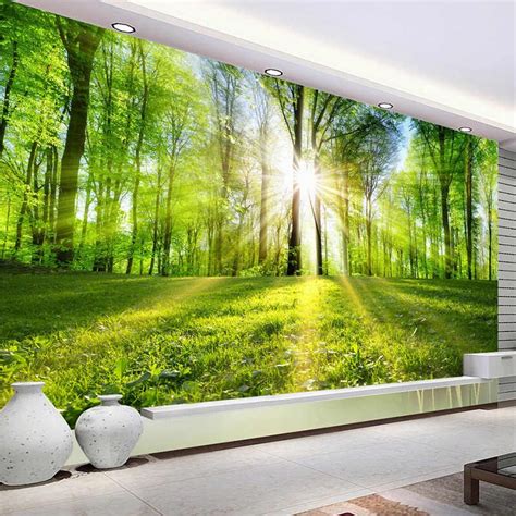 Compelling 3d Effect Forest Road Wallpaper Mural For Living Room