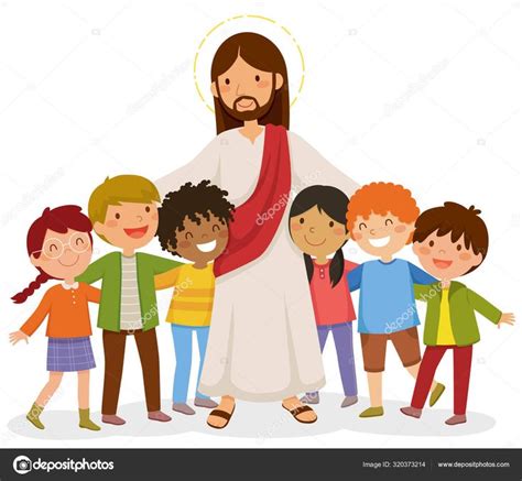 Jesus And Kids Jesus Cartoon Cartoon Kids Kids Vector