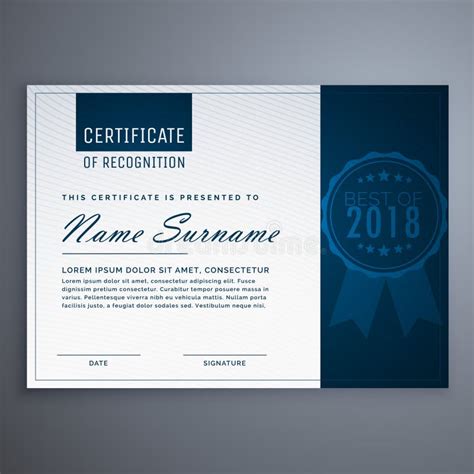 Certificado Horizontal De La Elegancia Azul Con El Ejemplo Del Vector