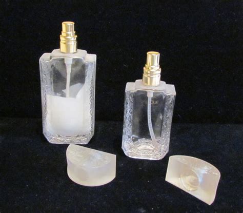 Lalique Perfume Bottles 3 Vintage Glass Bottles Fragrance Frosted Bott