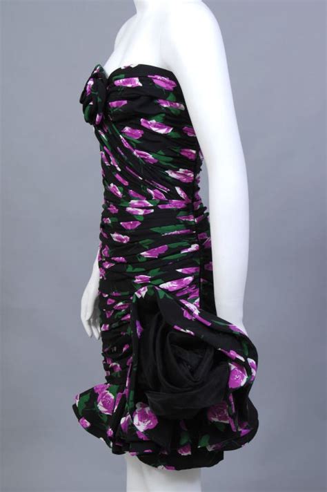 Ungaro Haute Numbered Couture Sexy Strapless Form Fitting Floral