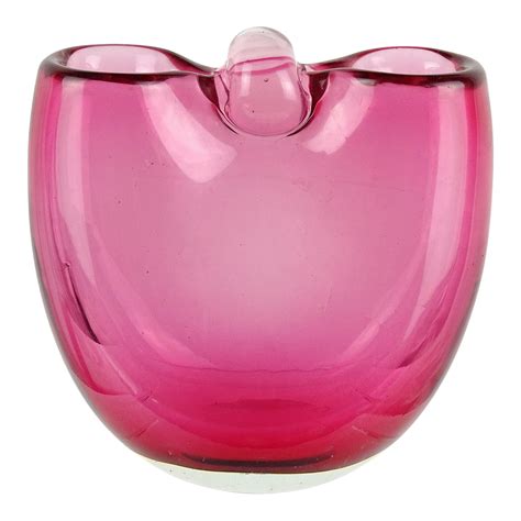 Archimede Seguso 1954 Murano Sommerso Pink Italian Art Glass Mid Century Basket Flower Vase