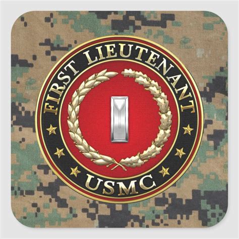 Us Marines First Lieutenant Usmc 1stlt 3d Square Sticker