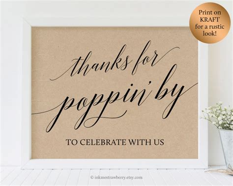Thanks For Popping By Sign Printable Wedding Popcorn Favor Etsy