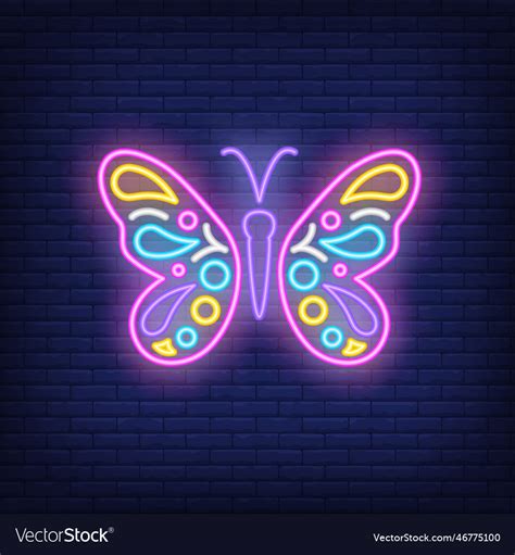 Beautiful Butterfly Neon Sign Royalty Free Vector Image
