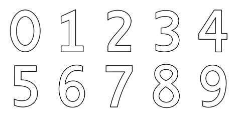 Numbers 0 9 Coloring Page Free Clip Art Black And White Numbers 1