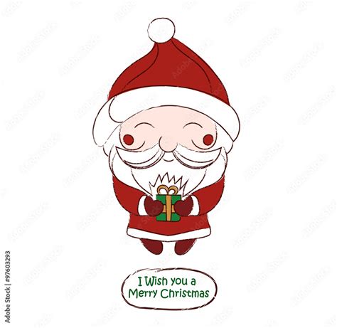 Cute Chibi Santa Claus Vector Drawing Card Stock Vector Adobe Stock