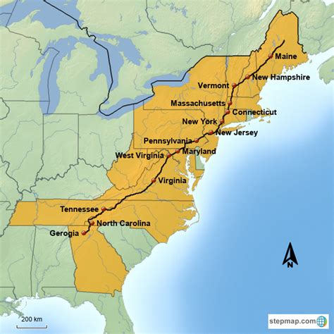 Stepmap Appalachian Trail Map Landkarte Für Usa