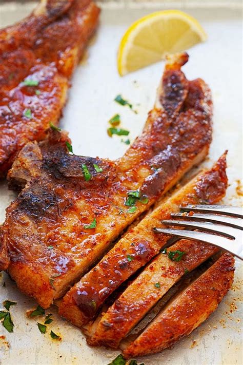 Pork chops are dipped into a asian inspired sauce with pineapple juice, soy sauce, ginger and garlic, and then coat. Baked Pork Chops - Baked Pork Chop Recipes - Rasa Malaysia