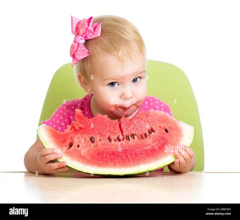 Kid Eating Watermelon Stock Photo Alamy