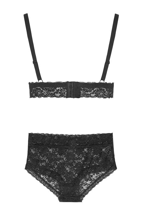 Plus Size Black Lace Triangle Bralette Lingerie Set Yours Clothing