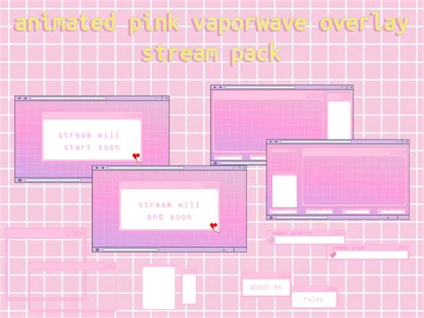 Animated Pink Vaporwave Stream Screens Overlay Pack 4 Scenes Etsy Canada