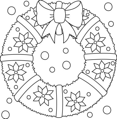 Christmas Wreath Coloring Page For Kids 8823037 Vector Art At Vecteezy