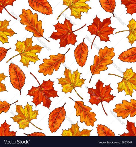 Autumn Leaf Seamless Pattern Background Royalty Free Vector