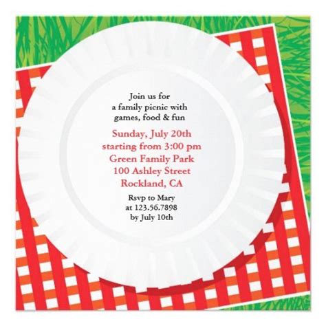 Picnic Outing Party Flat Invitation | Zazzle.com | Picnic invitations