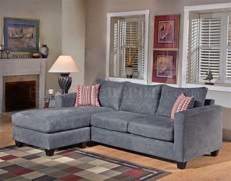 Grey Fabric Modern Living Room Sectional Sofa Wwooden Legs