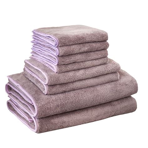 Art Style Lavender Solid Color Speed Dry Towel 8 Pcs Set Bathfacehand