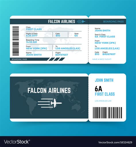 Modern Airline Travel Boarding Pass Ticket Vector Image