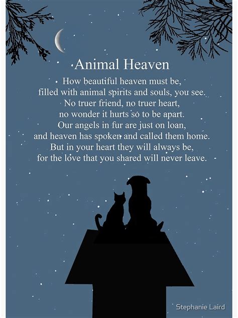 Animal Heaven Pet Sympathy Memorial Spiritual Heaven Poem Poster For
