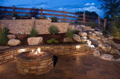 Garden Landscaping Retaining Wall Design Ideas Firepit Outdoor Lighting