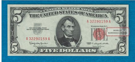 1963 Uncirculated United States Five Dollar Red Seal Note