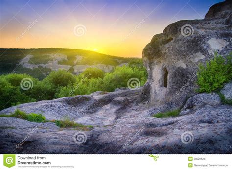 Cave In Mountain On Sunrise Stock Photo Image Of Cloud Grass 20022528
