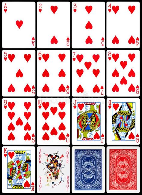 Playing Cards With Hearts And Numbers On Black Background Stock Photo