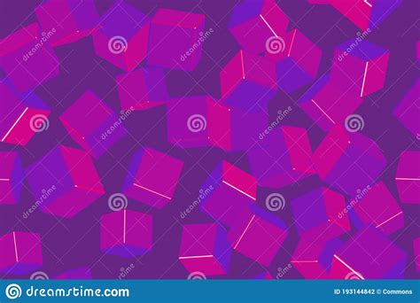 Purple Cubes Seamless Pattern On Purple Background Stock Vector