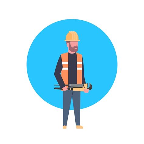 Premium Vector Construction Worker Icon Builder Man Wearing Helmet