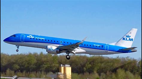 Klm Embraer Erj 190 Ph Exd Landing And Take Off At Luxembourg Int