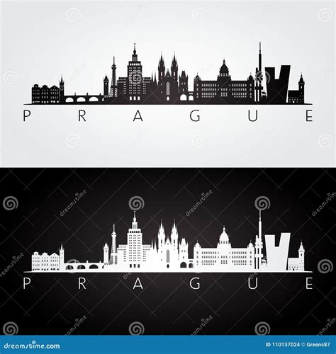 Horizon De Prague Et Silhouette De Points De Repère Illustration De