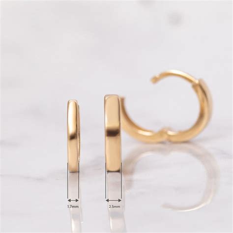 14K 18K Solid Gold Hoop Earring Tiny Round Huggie Gold Etsy