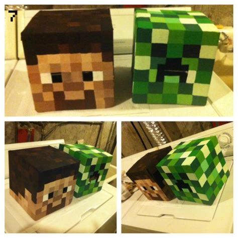 How To Make Minecraft Steve And Creeper Heads Boxes Minecraft And