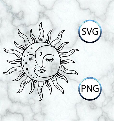 Celestial Sun And Moon Svg Sun And Moon Svg Celestial Svg Crescent