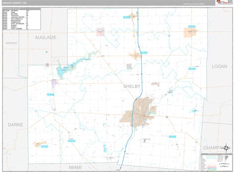 Shelby County Oh Wall Map Premium Style By Marketmaps