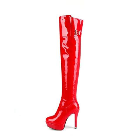 Red Thigh High Boots Red Patent Leather Boots Love Junkies