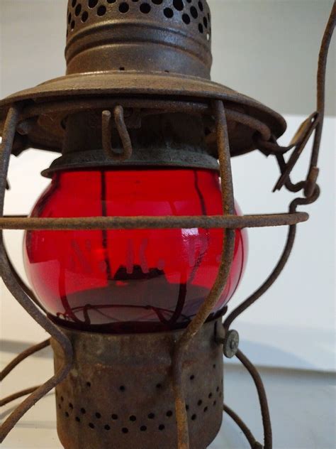 antique handlan st louis usa railroad lantern etched glass ebay